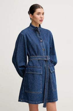 Rifľové šaty Weekend Max Mara tmavomodrá farba, mini, áčkový strih, 2515221021600