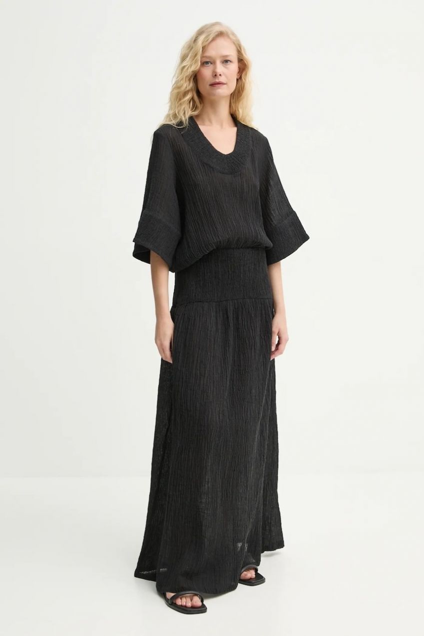 Šaty By Malene Birger ANAIS čierna farba, maxi, áčkový strih, 103391