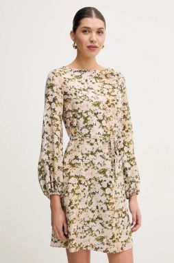 Hodvábne šaty Weekend Max Mara béžová farba, mini, áčkový strih, 2515221041600