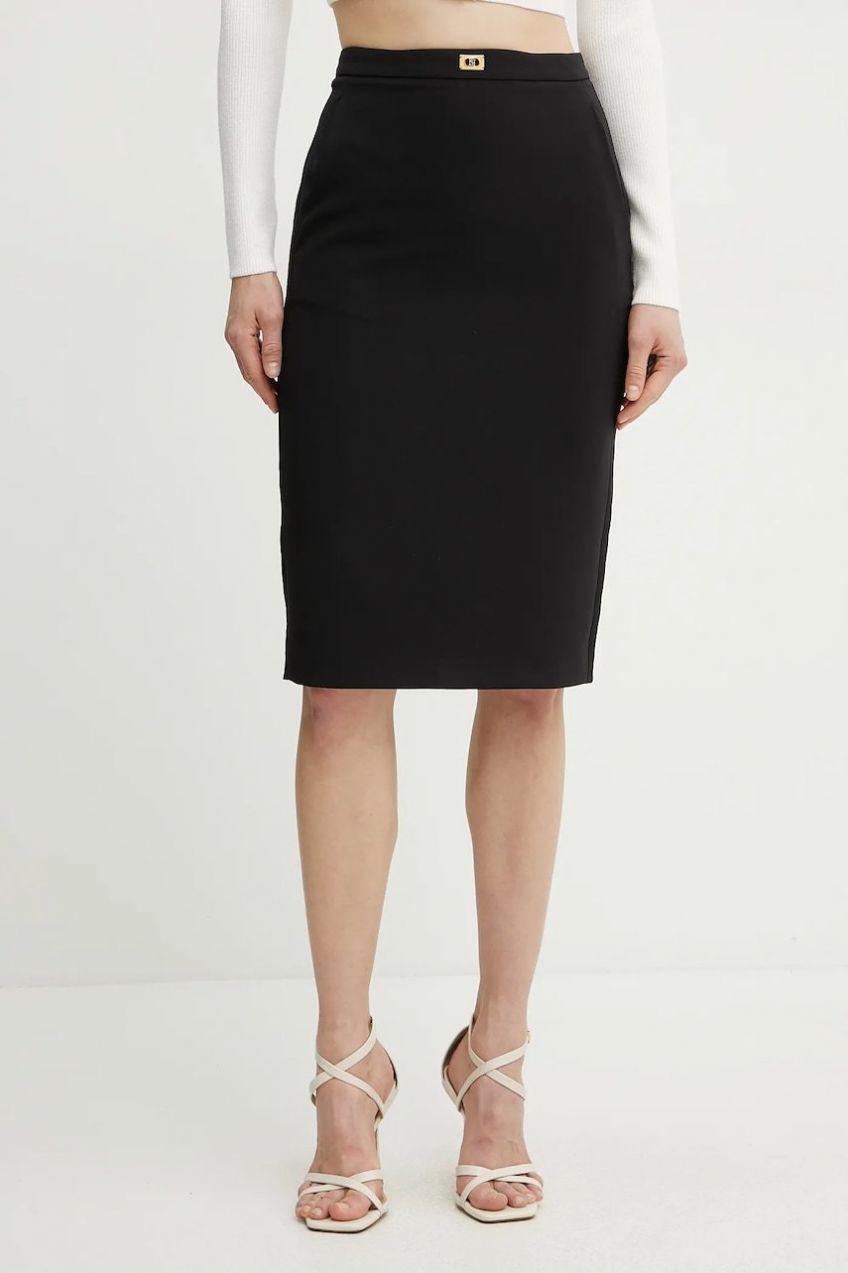 Sukňa Elisabetta Franchi čierna farba, midi, puzdrová, GO09951E2