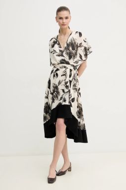 Šaty Dkny béžová farba, mini, áčkový strih, DD4K6963