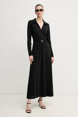 Šaty Dkny čierna farba, midi, áčkový strih, DD5J1H52