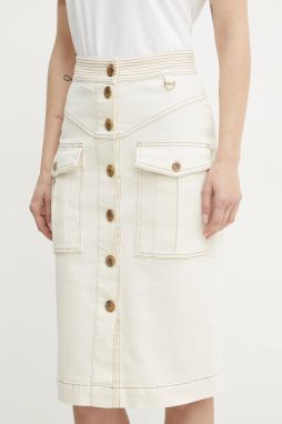 Sukňa Marciano Guess NAOMI béžová farba, midi, puzdrová, 5GGD08 7297A