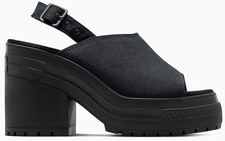 Sandále Converse Chuck 70 De Luxe Heel Nu dámske, čierna farba, na podpätku, A12567C