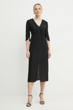 Šaty Armani Exchange čierna farba, midi, áčkový strih, XW000147 AF10842