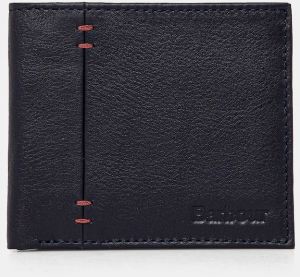 Kožená peňaženka Barbour Lossie Leather Billfold Wallet pánska, tmavomodrá farba, MLG0071