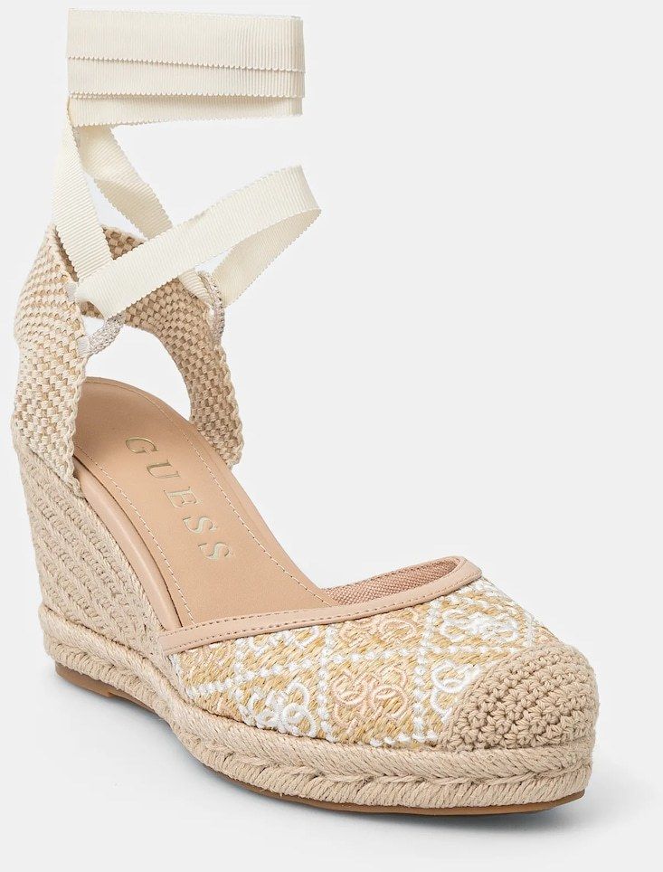 Espadrilky Guess CYRENAY béžová farba, na kline, FLJCRY FAL04
