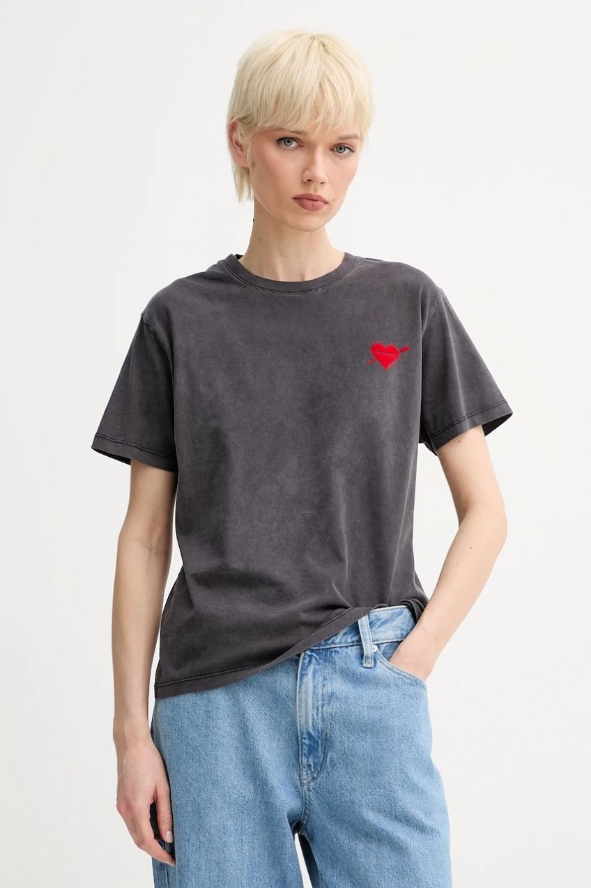 Bavlnené tričko The Kooples dámske, čierna farba, FTSC30036K