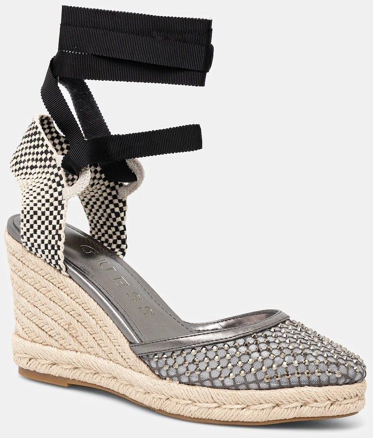 Espadrilky Guess CHARMI čierna farba, na kline, FLJCHA FAB04