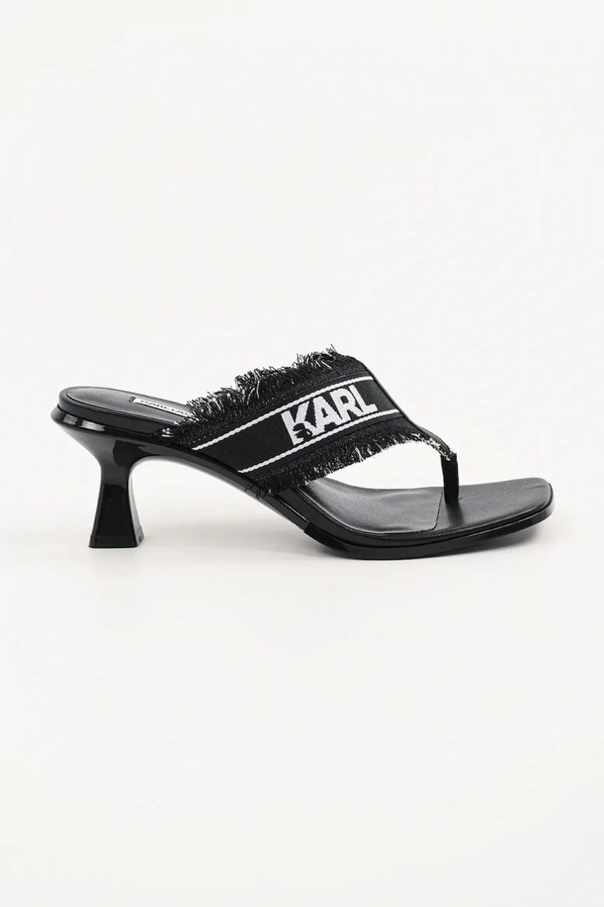 Šľapky Karl Lagerfeld PANACHE II dámske, čierna farba, na podpätku, KL30104