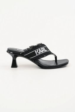 Šľapky Karl Lagerfeld PANACHE II dámske, čierna farba, na podpätku, KL30104