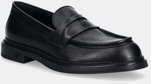 Kožené mokasíny Emporio Armani pánske, čierna farba, X4A190 XR207 K001