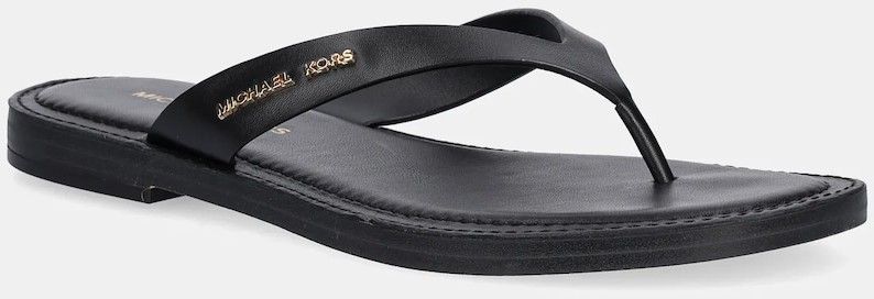 Kožené žabky MICHAEL Michael Kors Koko dámske, čierna farba, na plochom podpätku, 40S5KOFA1L.001