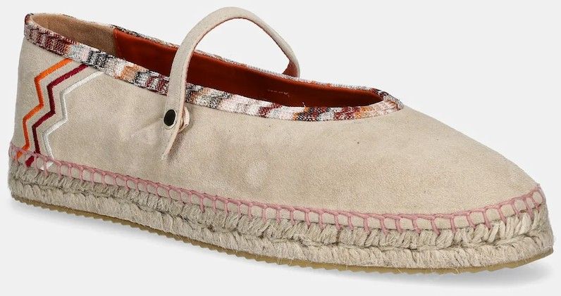Semišové espadrilky Missoni Lola béžová farba, MWB012_005