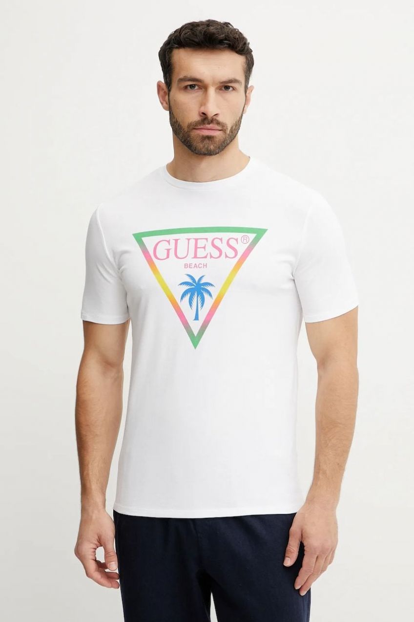Tričko Guess pánske, biela farba, s potlačou, F5GI00 J1314