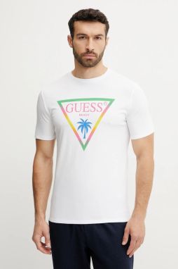 Tričko Guess pánske, biela farba, s potlačou, F5GI00 J1314