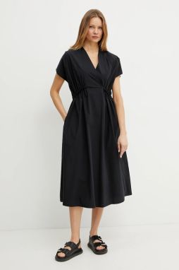 Bavlnené šaty Weekend Max Mara čierna farba, midi, áčkový strih, 2515221052600