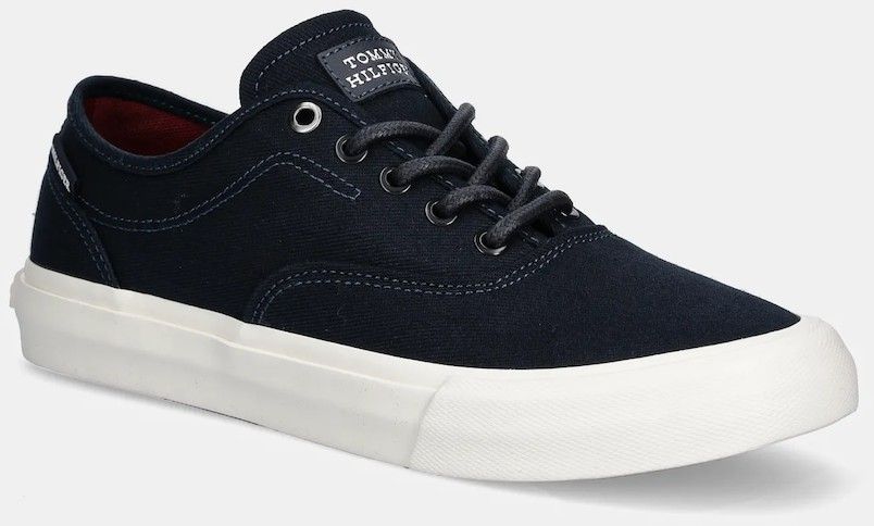 Tenisky Tommy Hilfiger TH HI VULC LOW OXFORD TWILL tmavomodrá farba, FM0FM05400