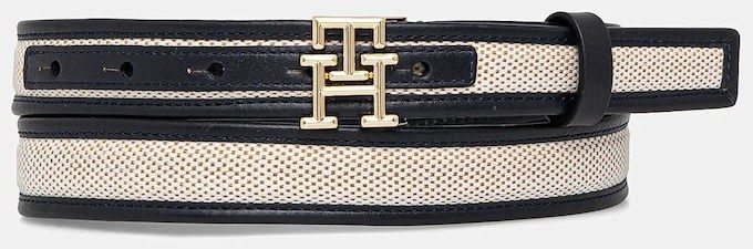 Kožený opasok Tommy Hilfiger dámsky, tmavomodrá farba, AW0AW17249