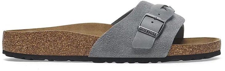 Kožené šľapky Birkenstock Oita Braided dámske, šedá farba, 1029121