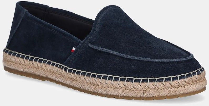 Semišové espadrilky Tommy Hilfiger HILFIGER FLEX ESPA SUEDE LOAFER tmavomodrá farba, FM0FM05392