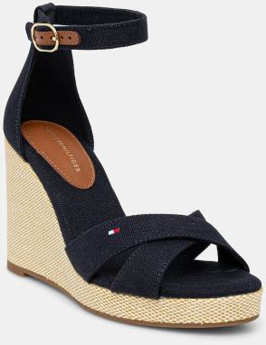Sandále Tommy Hilfiger FLAG HIGH WEDGE ESPAD CRISSCROSS tmavomodrá farba, FW0FW08661