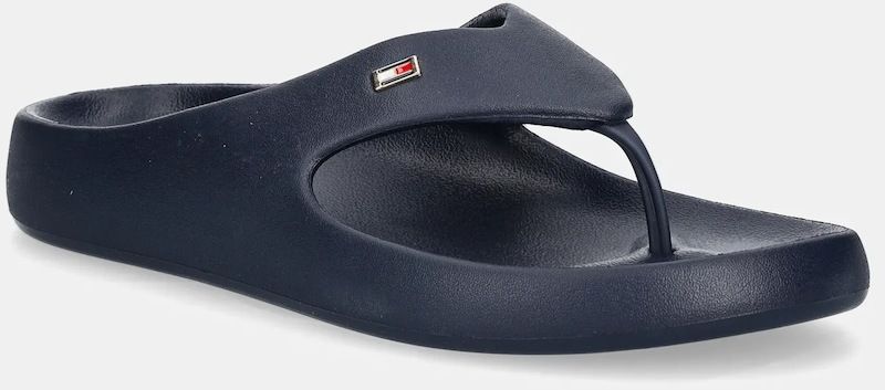 Šľapky Tommy Hilfiger TH COMFORT BEACH SANDAL dámske, tmavomodrá farba, na plochom podpätku, FW0FW08522