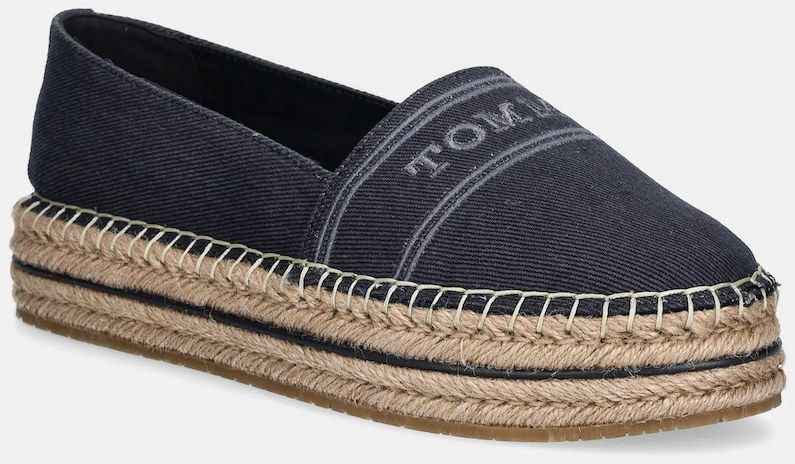 Espadrilky Tommy Hilfiger DENIM PLATFORM ESPADRILLE tmavomodrá farba, na platforme, FW0FW08543
