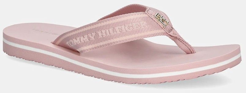 Šľapky Tommy Hilfiger HILFIGER WEBBING BEACH SANDAL dámske, ružová farba, na plochom podpätku, FW0FW08515