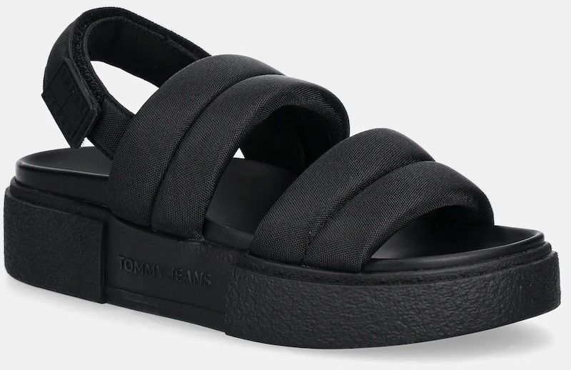 Sandále Tommy Jeans FLATFORM SANDAL dámske, čierna farba, na platforme, EN0EN02802