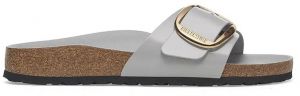 Kožené šľapky Birkenstock Madrid Big Buckle dámske, šedá farba, 1029534