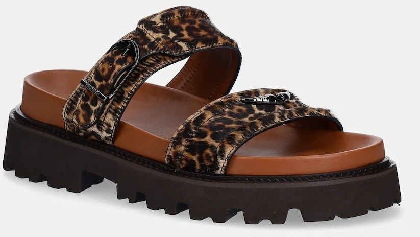 Kožené šľapky ZADIG&VOLTAIRE Ride dámske, hnedá farba, na platforme, SWCT02010