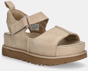Semišové sandále UGG Goldenstar Hi dámske, béžová farba, na platforme, 1167356-SAN