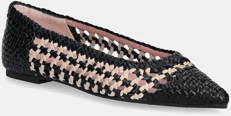 Kožené balerínky Pretty Ballerinas Ella čierna farba, 52087_A