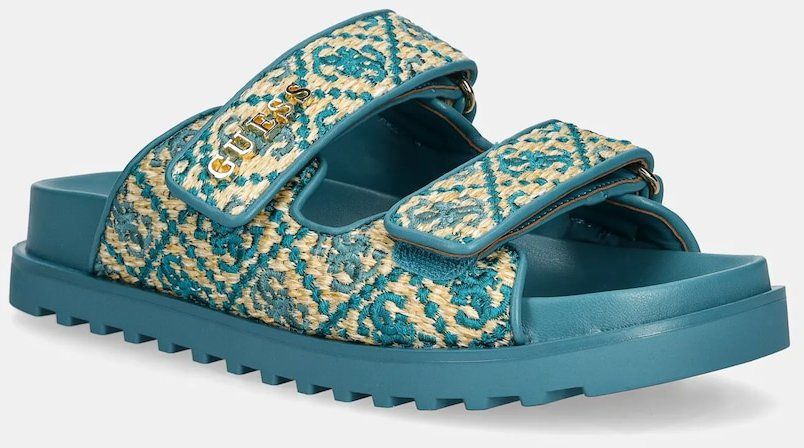 Šľapky Guess FADELIZZ dámske, tyrkysová farba, FLJFZZ FAB19