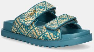 Šľapky Guess FADELIZZ dámske, tyrkysová farba, FLJFZZ FAB19