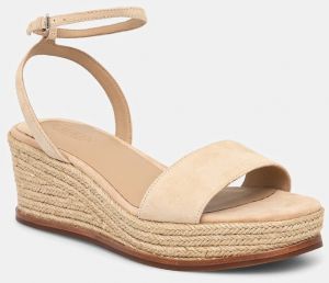 Semišové sandále Lauren Ralph Lauren Leona béžová farba, 802920421010