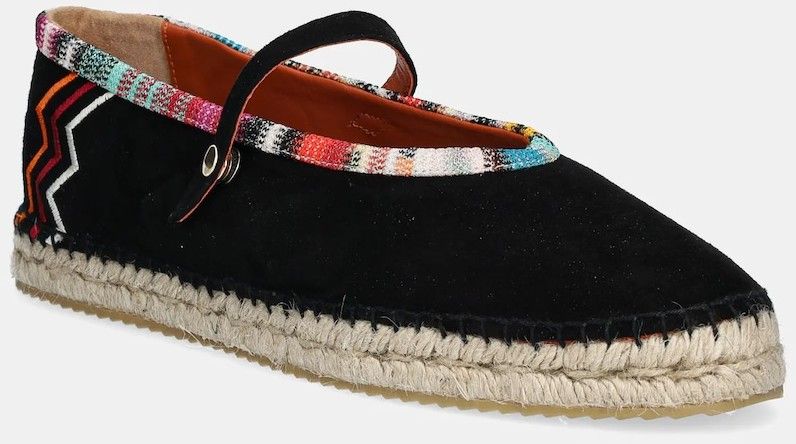 Semišové espadrilky Missoni Lola čierna farba, MWB012_001