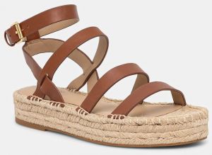 Kožené espadrilky Lauren Ralph Lauren Polly Gldtr hnedá farba, 802961839001