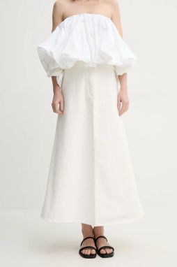 Rifľová sukňa By Malene Birger CARLAS béžová farba, maxi, áčkový strih, 103267