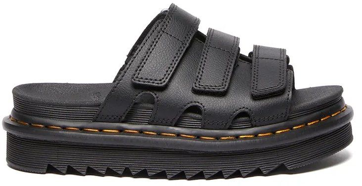 Kožené šľapky Dr. Martens Raine dámske, čierna farba, na platforme, DM40522001