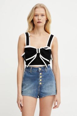Top Elisabetta Franchi dámsky, čierna farba, jednofarebný, TK31T51E2