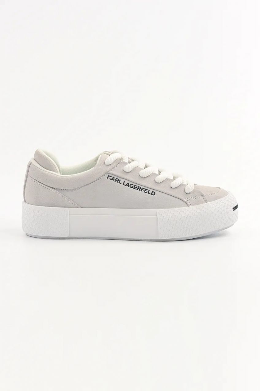 Semišové tenisky Karl Lagerfeld SKATE LO LACE sivá farba, KL50722