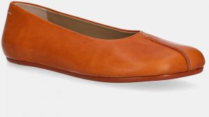Nubukové balerínky MM6 Maison Margiela oranžová farba, S59WZ0097