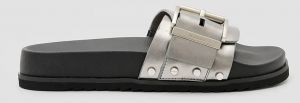 Šľapky AllSaints Ellie Stud Slider dámske, strieborná farba, W039FC