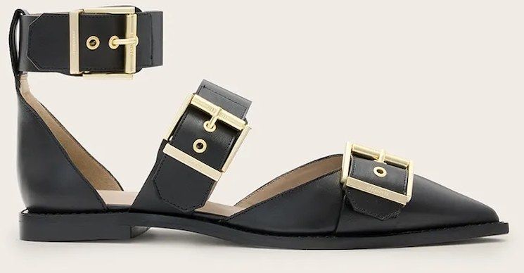 Kožené balerínky AllSaints Sutton Shoe čierna farba, W010FC