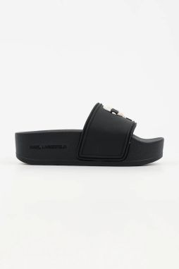 Šľapky Karl Lagerfeld KONDO MAXI dámske, čierna farba, na platforme, KL80805A