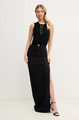 Šaty Elisabetta Franchi čierna farba, maxi, priliehavé, ABR3851E2