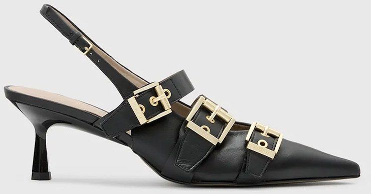Kožené lodičky AllSaints Vivian Slingback čierna farba, W001FC