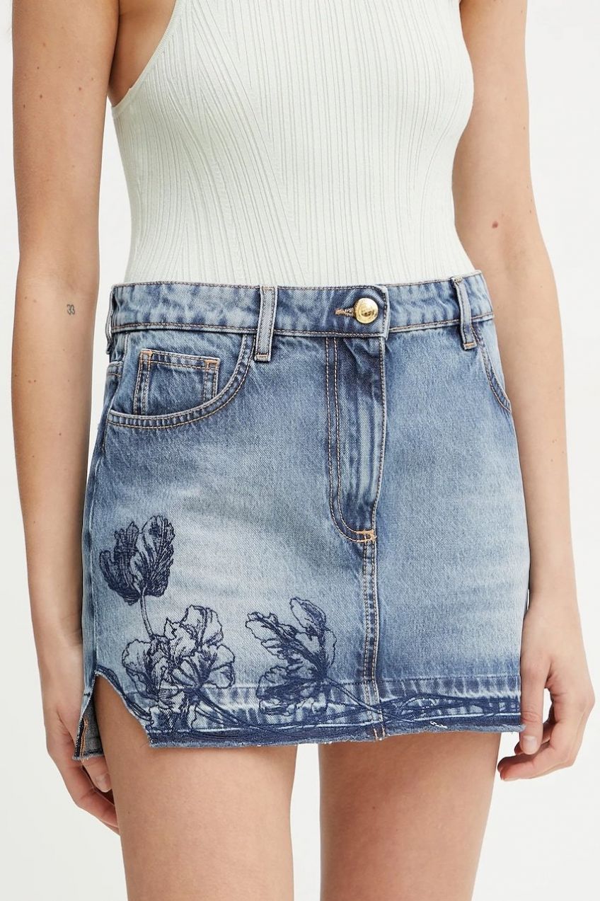 Rifľová sukňa Elisabetta Franchi mini, puzdrová, GJ34N51E2